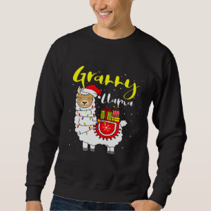 Sudadera Granja Llama enciende Santa Hat Xmas Pajama coinci
