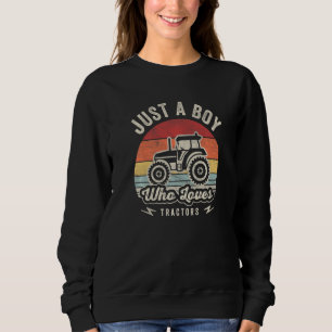Sudadera Granja Retro Vintage Solo Un Niño Que Ama Tractore