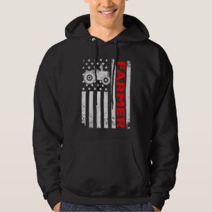 Sudadera Granja Tractores Estados Unidos Bandera Granja Pat