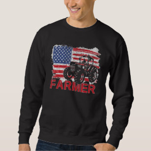 Sudadera Granja Tractores Estados Unidos Bandera Hoodie I G