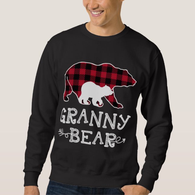 Sudadera Granny Bear Navidades Pajama Red Plaid Buffalo Fam (Anverso)