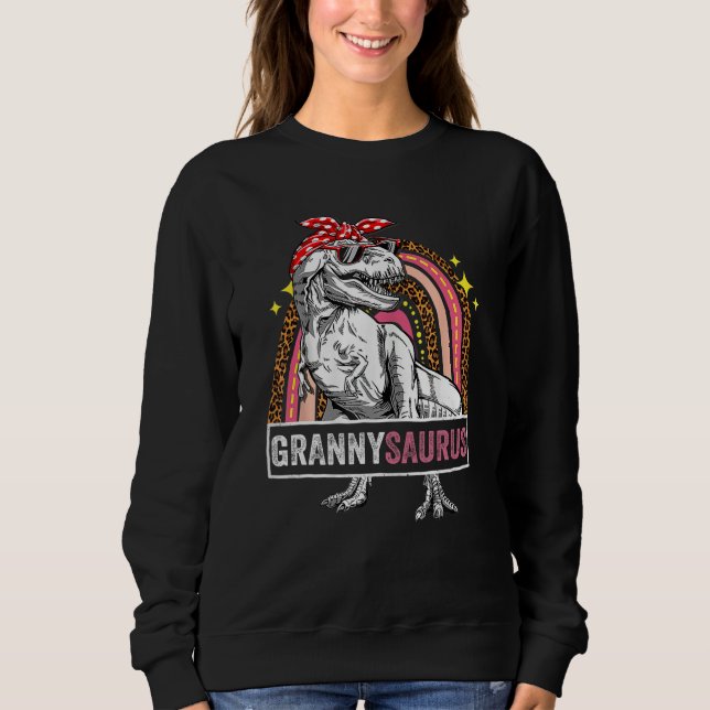 Sudadera Grannysaurus Rex Dinosaur Leopard Rainbow Saurus (Anverso)