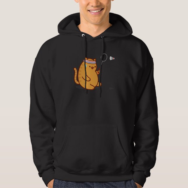 Sudadera Grasa divertida jugando Badminton (Anverso)