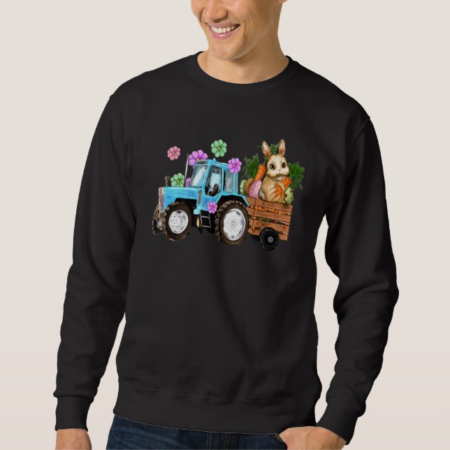 Sudadera Grasas De La Granja De Tractor De Conejo De Huevo  (Anverso)