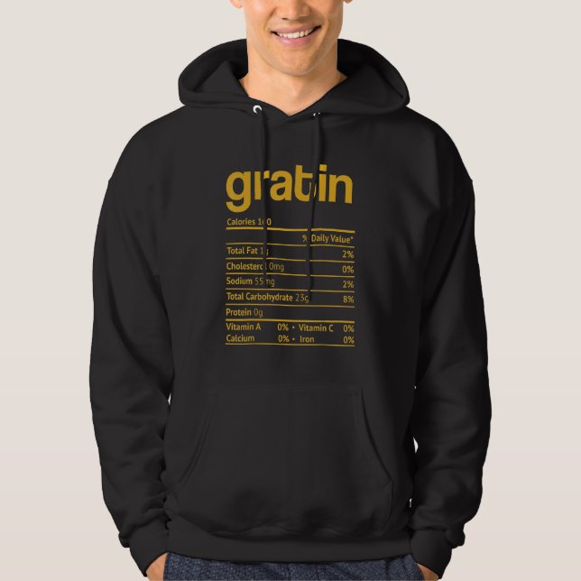 Sudadera Gratin Nutrition Fact Navidades de Acción de Graci (Anverso)