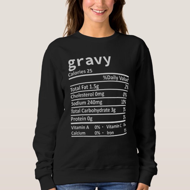 Sudadera Gravy Nutrition Facts Navidades de acción de graci (Anverso)
