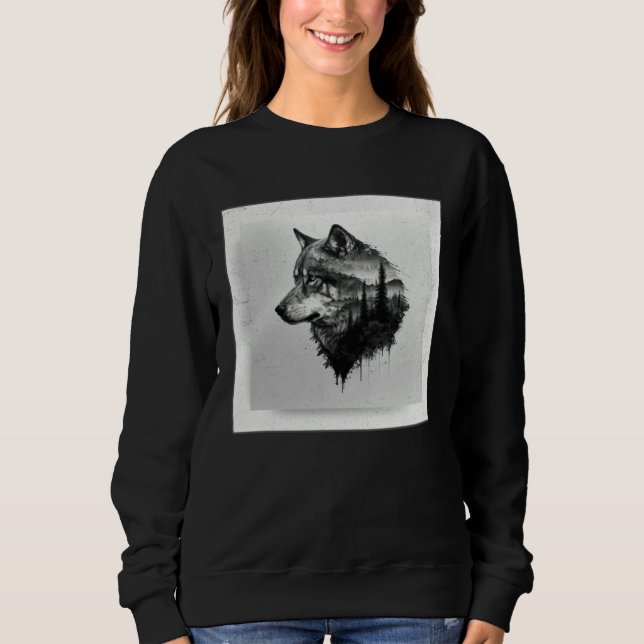Sudadera Gray Wolf Paint Splatter Warrior Wild Animal Uniqu (Anverso)