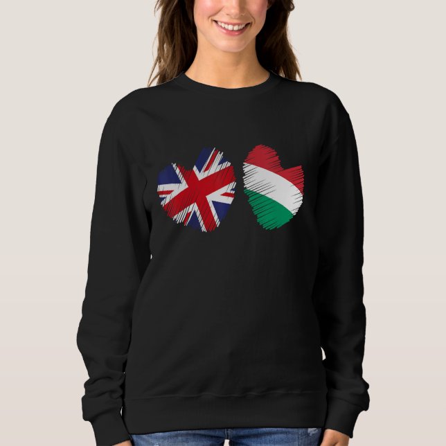 Sudadera Great Britain Hungary Heart UK Flag Hungarian Flag (Anverso)
