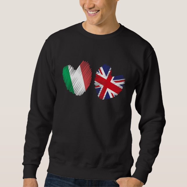 Sudadera Great Britain Italy Heart UK Flag Italian Flag Gru (Anverso)