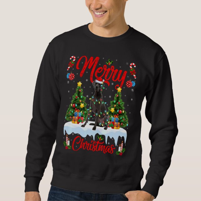Sudadera Great Dane Dog Ilumina Xmas Tree Santa Great Dane  (Anverso)