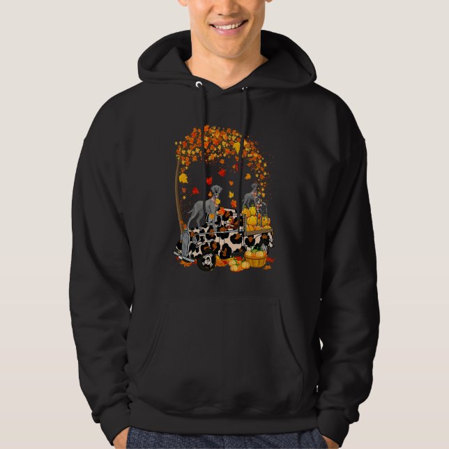 Sudadera Great Dane Riding Leopard Truck Pumpkin Thanksgivi (Anverso)