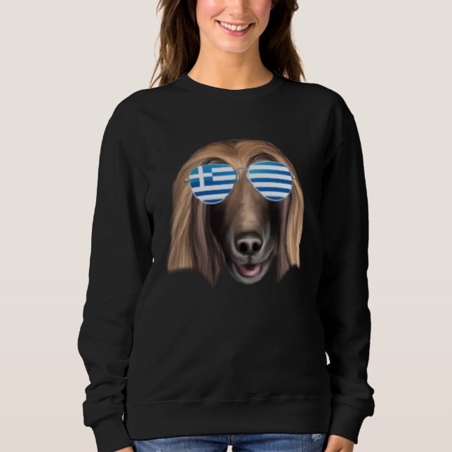 Sudadera Greek Flag Afghan Hound Dog Greece Pocket (Anverso)