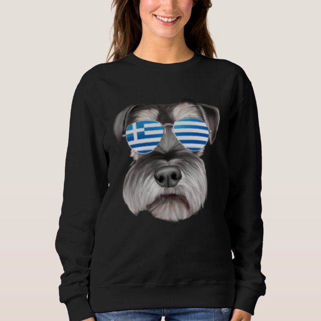 Sudadera Greek Flag Miniature Schnauzer Dog Greece Pocket (Anverso)