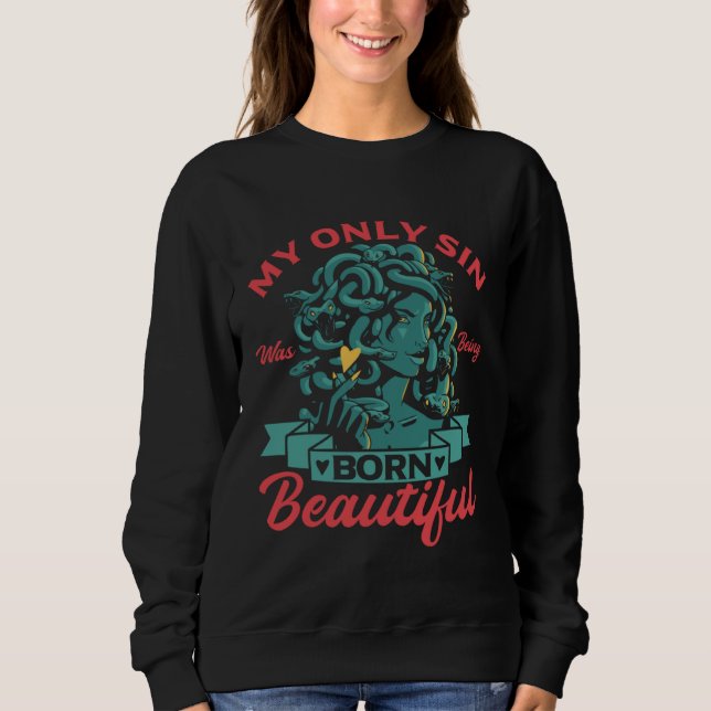 Sudadera Greek Mythology Born Beautiful Medusa Women (Anverso)