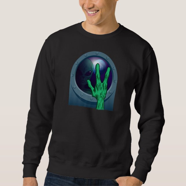Sudadera Green Alien Head Ufo Believe Area 51 Space Get In (Anverso)