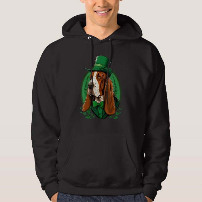 Sudadera Green Basset Hound shamrock on St Patricks Day Bas (Anverso)