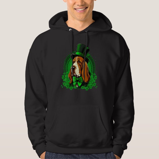 Sudadera Green Basset Hound shamrock on St Patricks Day Bas (Anverso)
