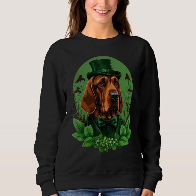 Sudadera Green Bloodhound shamrock on St Patricks Day Blood (Anverso)