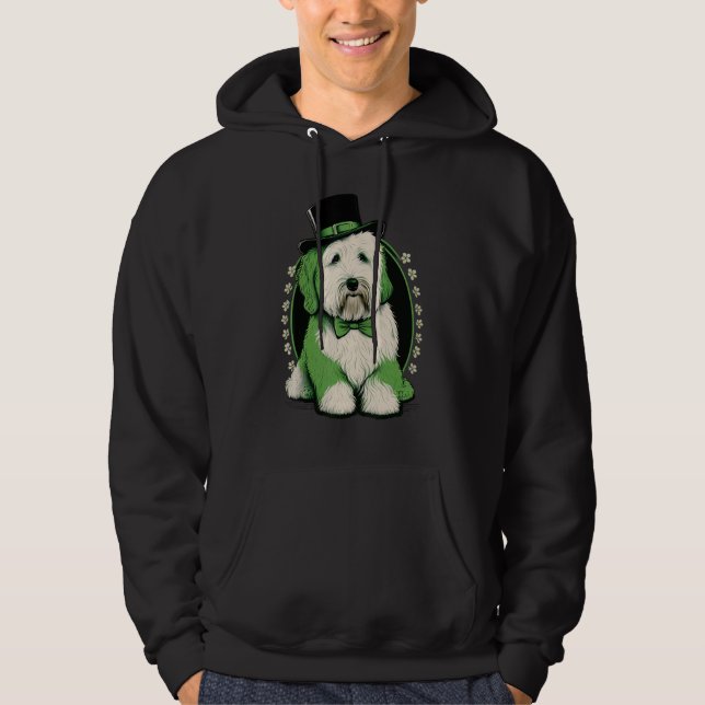 Sudadera Green Bobtail shamrock St Patricks Day Old English (Anverso)