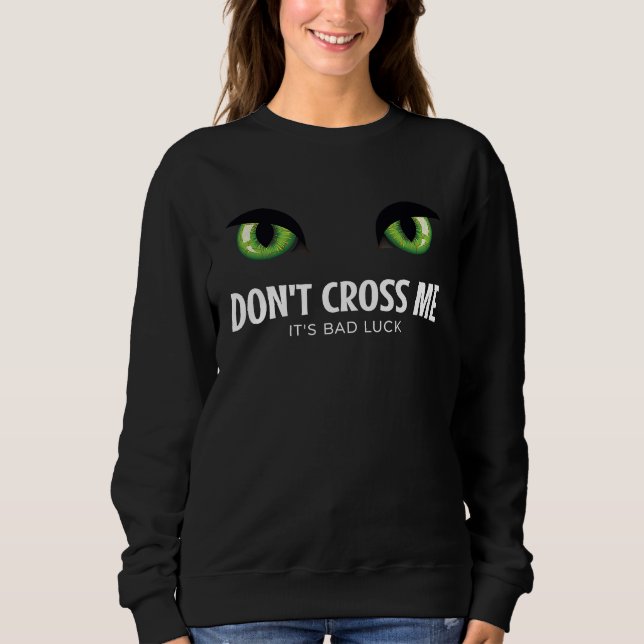 Sudadera Green Cat Eyes Halloween Black Cat Face Scary (Anverso)