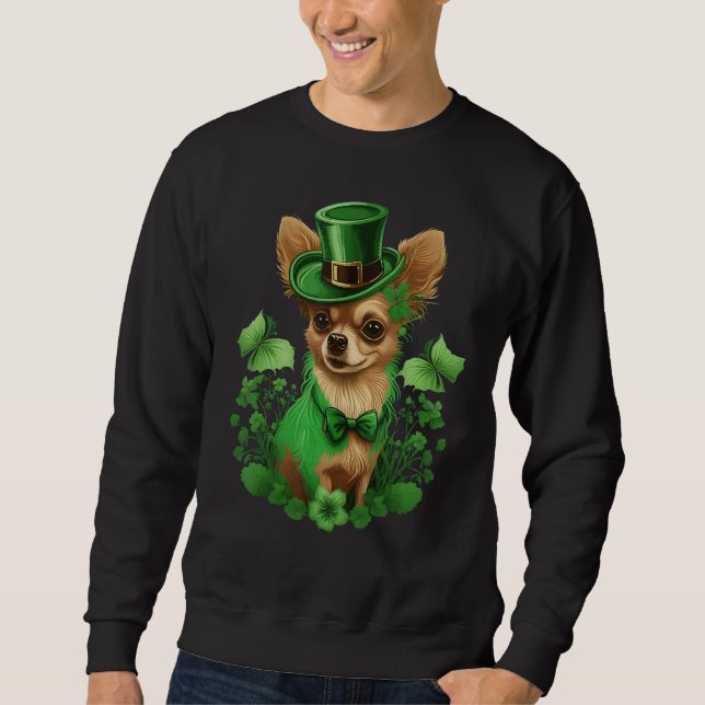 Sudadera Green Chihuahua shamrock on St Patricks Day Chihua (Anverso)