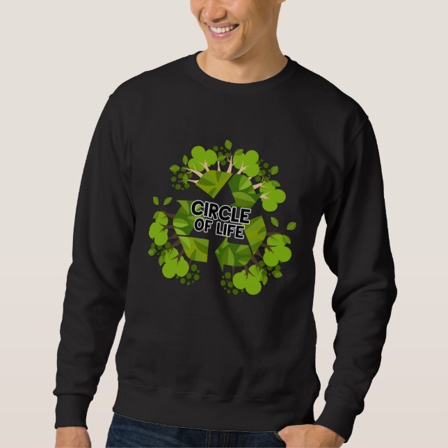 Sudadera Green Earth Day Circle Of Life Trees With Recycle  (Anverso)