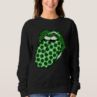 Sudadera Green Lips Mouth Shamrock Tongue Out Saint Patrick