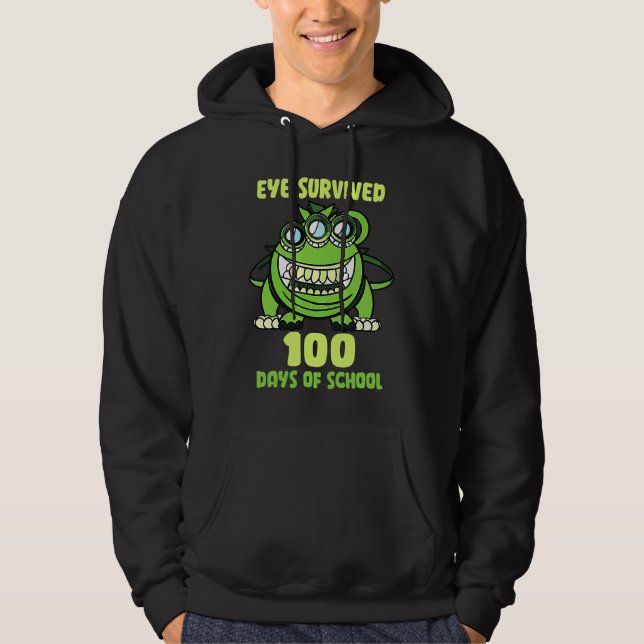 Sudadera Green  Monster Eye Survived 100 Days Of School Par (Anverso)
