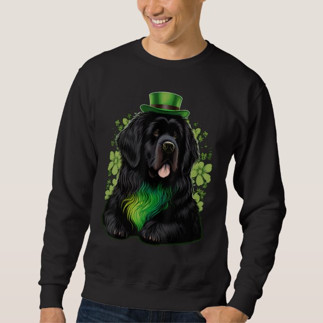 Sudadera Green Newfie Dog shamrock St Patricks Day Newfound (Anverso)