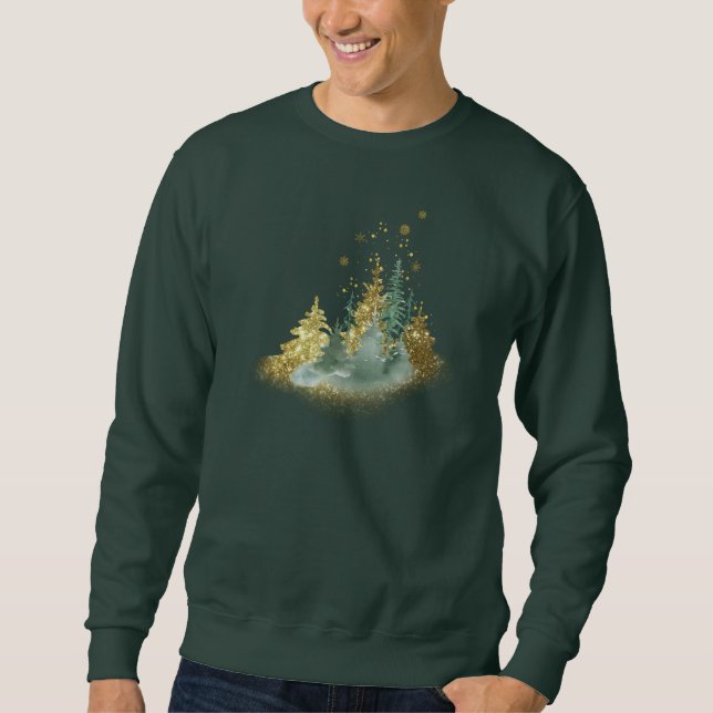 Sudadera Green Pine Forest Holiday Sweatshirt (Anverso)