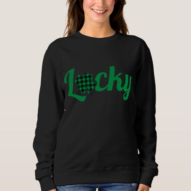 Sudadera Green Plaid Lucky Shamrock Shirys St Patricks Day  (Anverso)