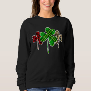 Sudadera Green Plaid Shamrock Red Leopardo Happy St Patrick