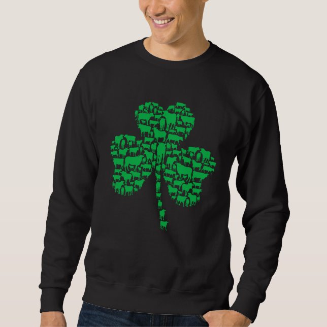 Sudadera Green Shamrock C Cows Farmer St Patrick s Day (Anverso)