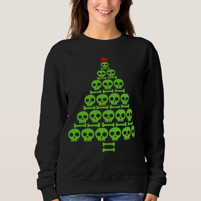 Sudadera Green Skull and Bones Christmas Tree (Anverso)
