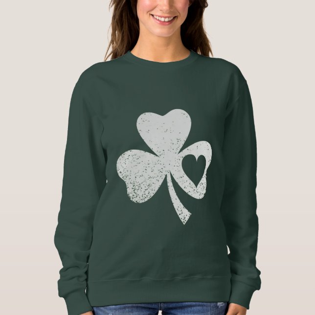 Sudadera Green St Patricks Day Irish Patty's Heart Shamrock (Anverso)