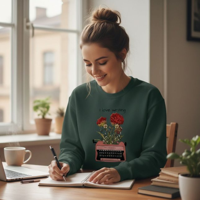 Sudadera Green Sweatshirt with Typewriter Floral Print  (Subido por el creador)