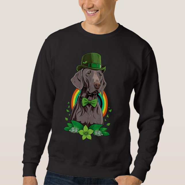 Sudadera Green Weimaraner shamrock on St Patricks Day Weima (Anverso)