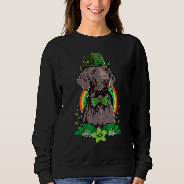Sudadera Green Weimaraner shamrock on St Patricks Day Weima (Anverso)