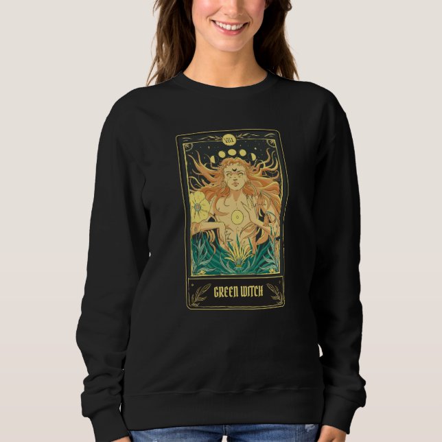 Sudadera Green Witch Tarot Card Pagan Wicca Wiccan Retro Vi (Anverso)