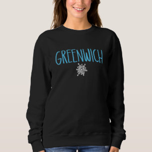 Sudadera Greenwich Connecticut Snowflake Light Blue Text