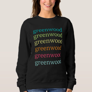 Sudadera Greenwood Indiana IN Lindo y Colorido Texto Repeti