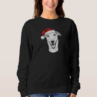 Sudadera Greyhound Hand-Drawn Portrait Christmas Santa Dog