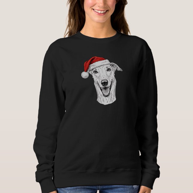 Sudadera Greyhound Hand-Drawn Portrait Christmas Santa Dog (Anverso)