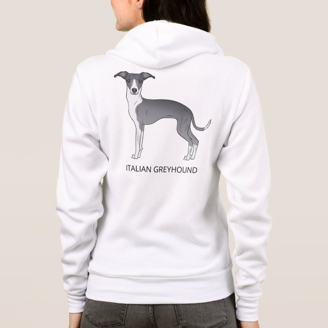 Sudadera Greyhound Italiano Azul Y Blanco Con Texto Persona (Reverso)