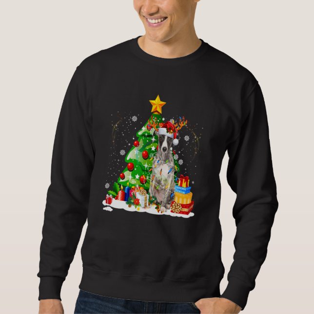 Sudadera Greyhound Reindeer Christmas Lights  Dog Xmas (Anverso)