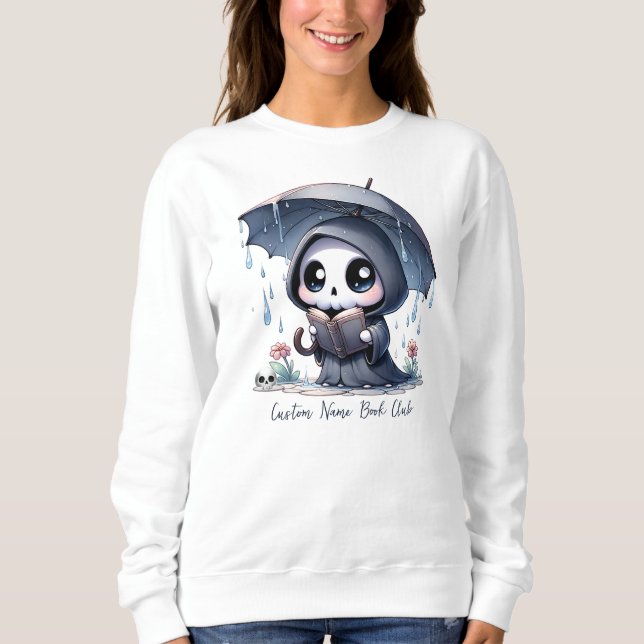 Sudadera Grim Reaper Book Lover, Personalizado Book Club (Anverso)