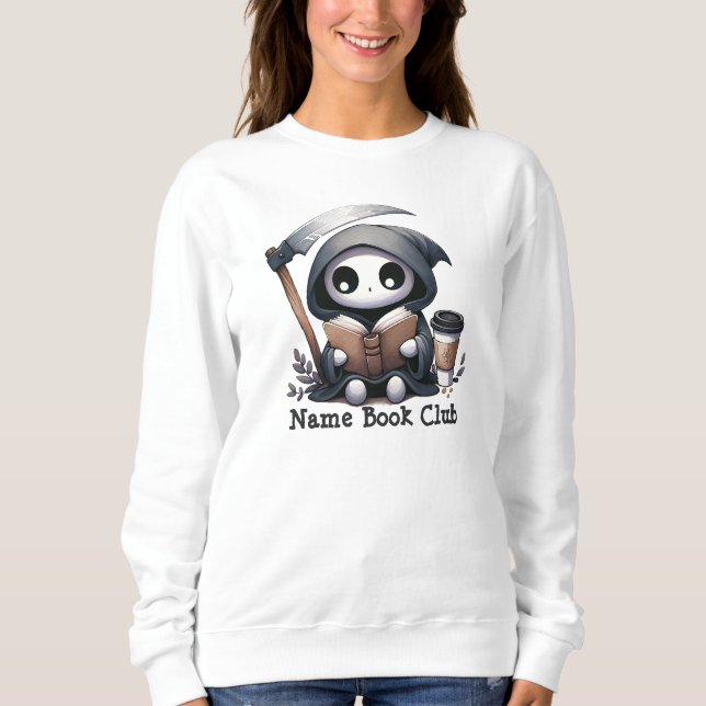 Sudadera Grim Reaper Book Lover, Personalizado Book Club (Anverso)