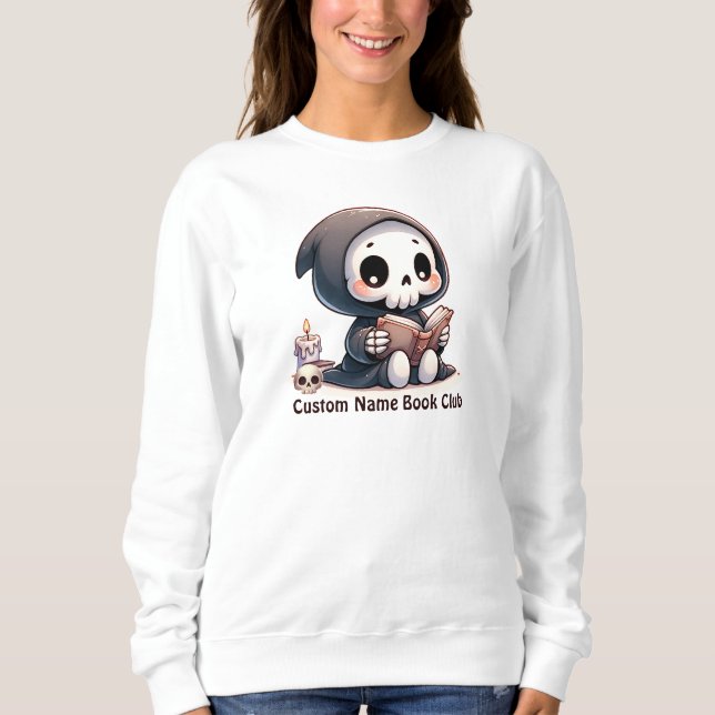 Sudadera Grim Reaper Book Lover, Personalizado Book Club (Anverso)