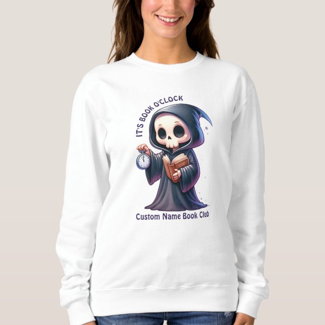 Sudadera Grim Reaper Book Lover, Personalizado Book Club (Anverso)