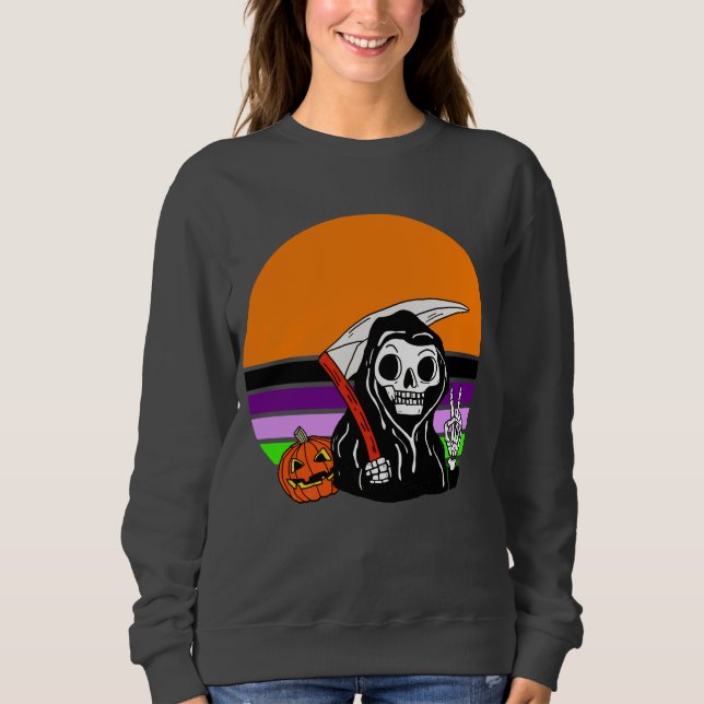 Sudadera Grim Reaper - Halloween Sunset Jack O'Lantern (Anverso)